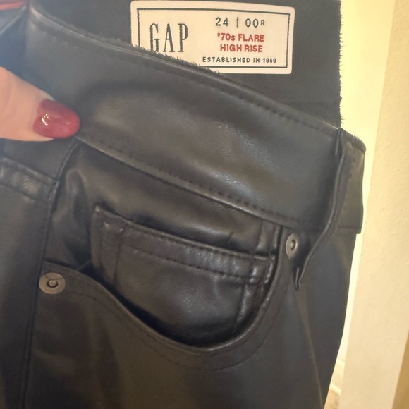 GAP High Rise Flare Jeans - Black Vegan Leather - Picture 9 of 10